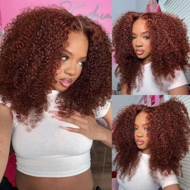 【Zakaiyah B.】ISEE Wear Go Kinky Curly Reddish Brown Color Glueless Human Hair 6*4 Lace Closure Wig Beginner Friendly Gifts for Girlfriend/Wife/Family #Tiktokshopbacktoschool#Iseehairbeauty#Fallfreshness Outdoorfun