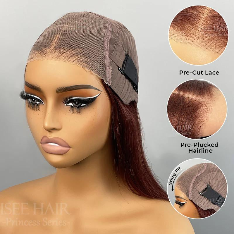 【Zakaiyah B.】ISEE Wear Go Kinky Curly Reddish Brown Color Glueless Human Hair 6*4 Lace Closure Wig Beginner Friendly Gifts for Girlfriend/Wife/Family #Tiktokshopbacktoschool#Iseehairbeauty#Fallfreshness Outdoorfun