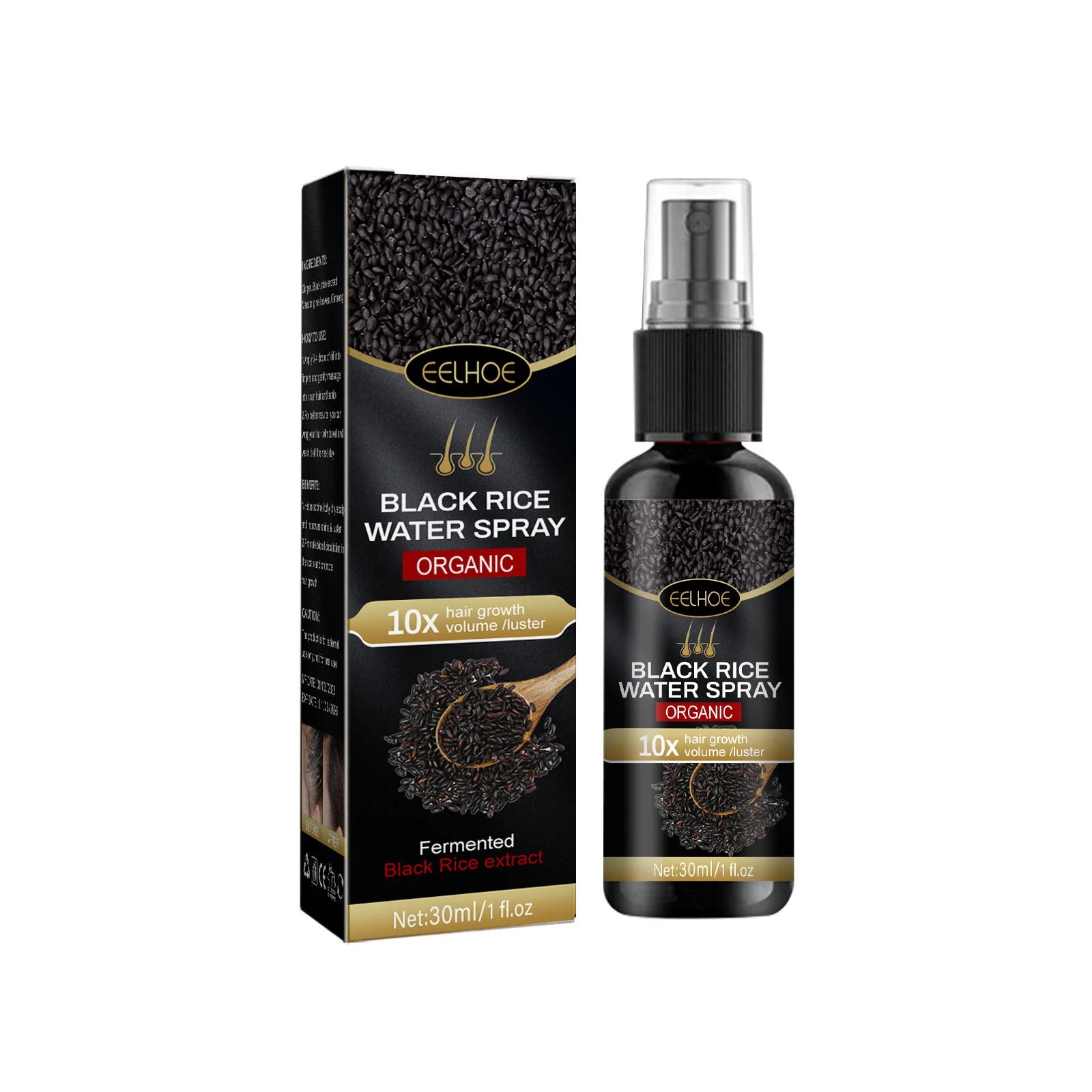 BLACK RICE HAIR MIST for STRENGTHENING & THICKENING MOISTURIZING & REPAIRING ROOTS SMOOTHING GROWTH SPRAY